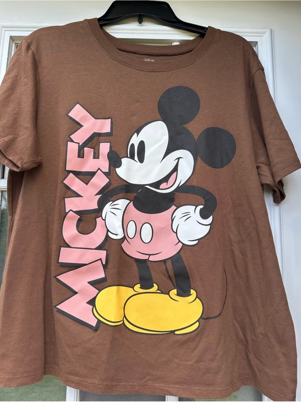 Disney Mickey Mouse Brown Kids Graphic Tee - Pink & Yellow Accent